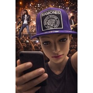 RAMONES Music Band Logo Patch Adjustable Baseball Cap purple Hat flat bill